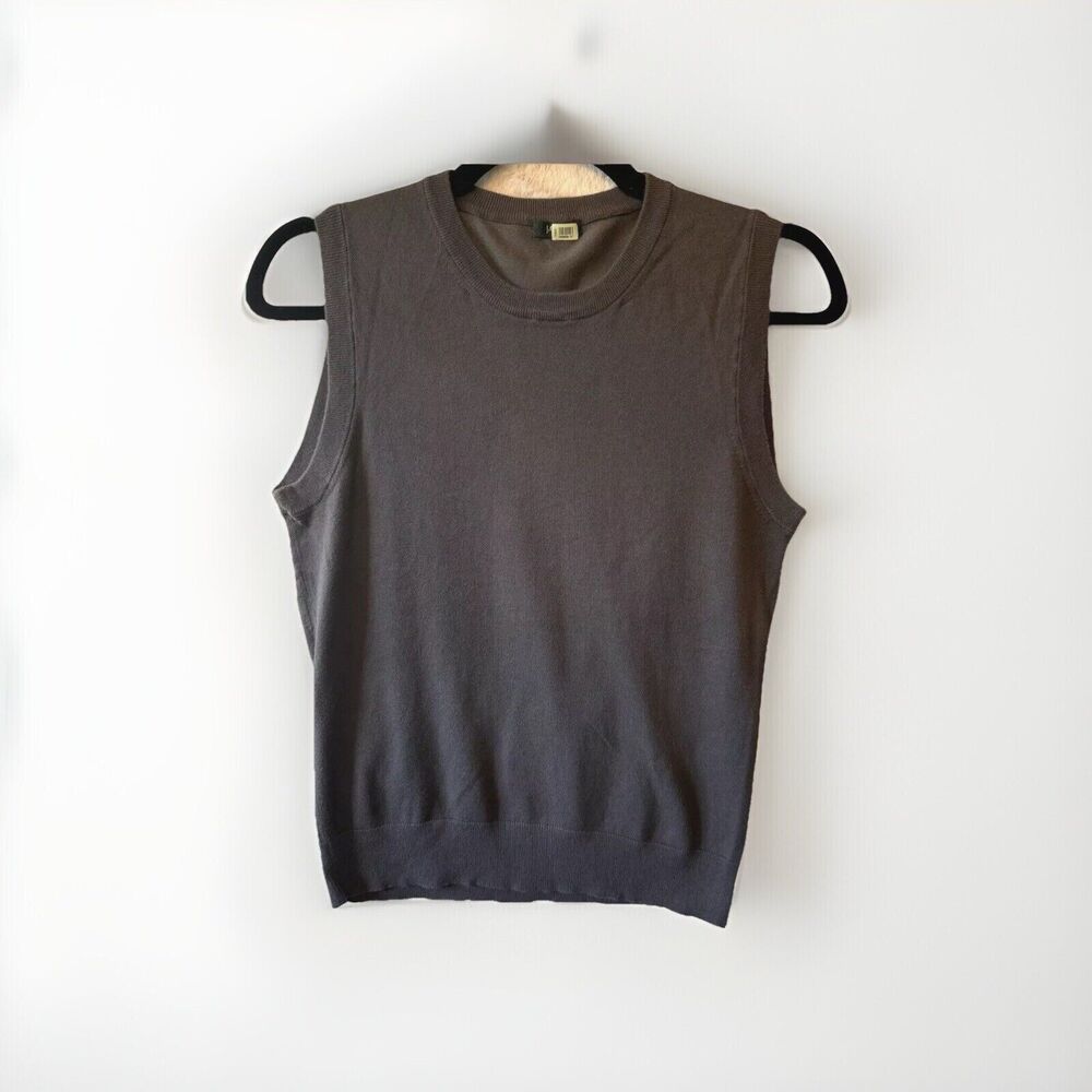 J. Crew Sweater Women XS Gray Knit Tank‎ Turtleneck Sleeveless Pullover Solid